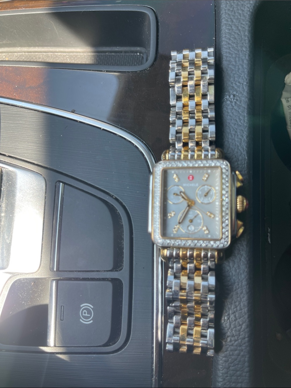 ❤️❤️❤️Michele Two-Tone Square Diamond-Trim Women’s Bracelet Watch❤️❤️❤️ - Picture 5 of 14